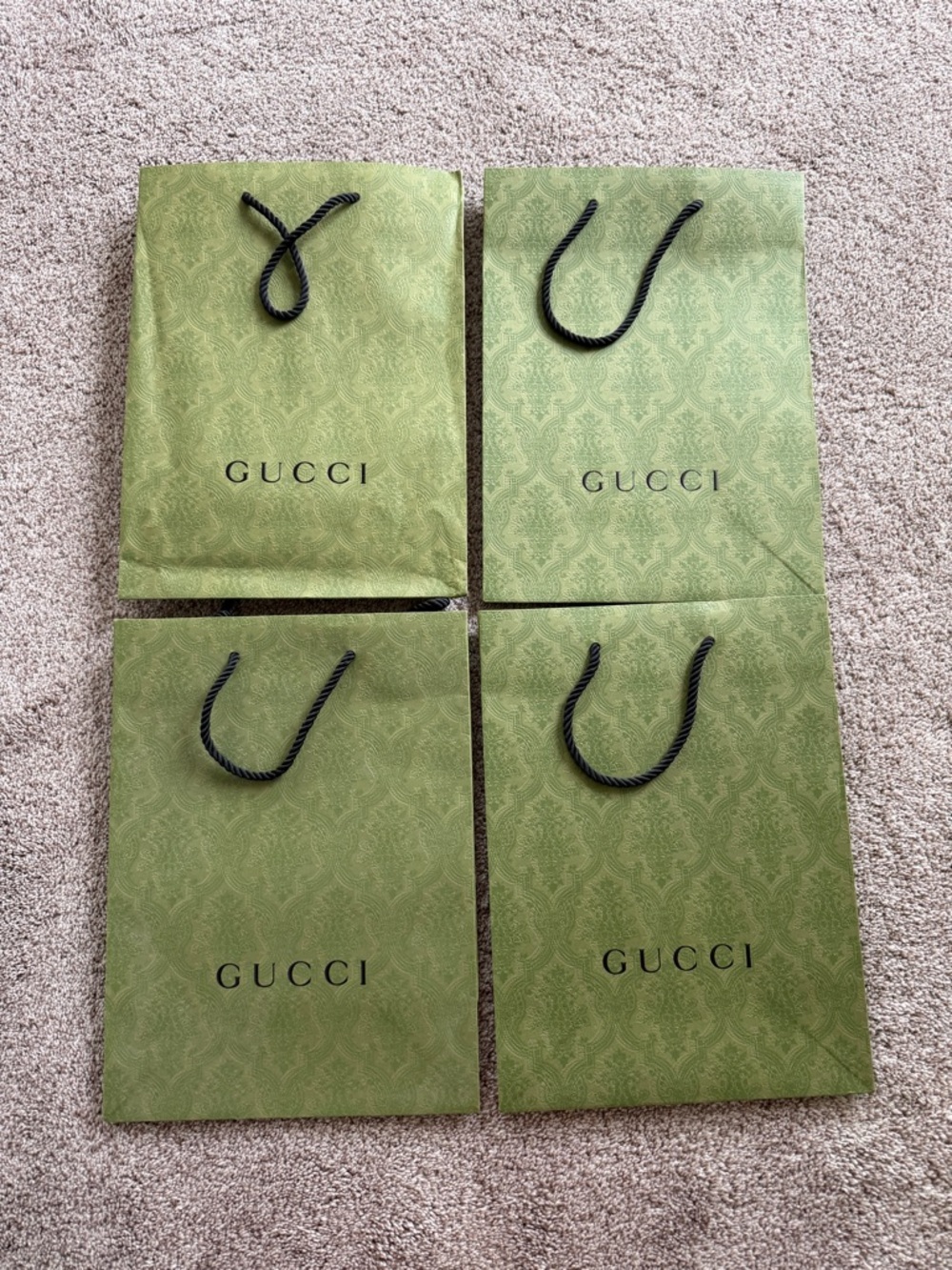 GUCCI Green Logo Paper Shopping Bags x4